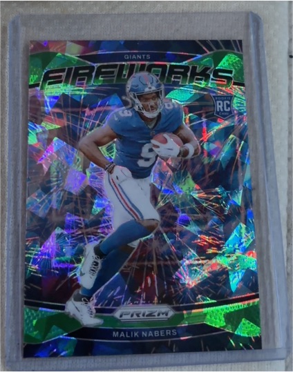 2024 Panini Prizm #21 Malik Nabers Fireworks Green Ice Prizm Rookie — front