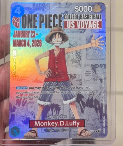 2026 One Piece College Basketball US Voyage #P-055 Monkey D. Luffy — front