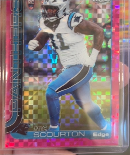 2025 Topps Chrome #353 Nic Scourton Pink X-Fractor — front