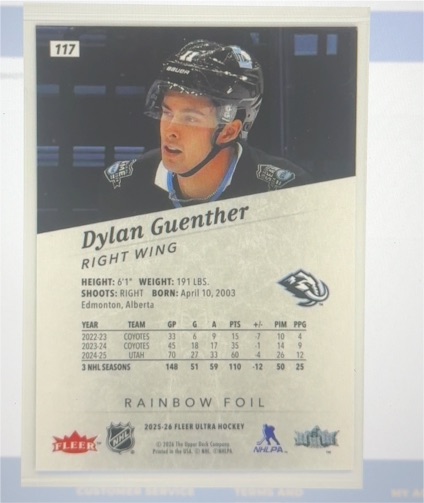 2025-26 Fleer Ultra #117 Dylan Guenther — front