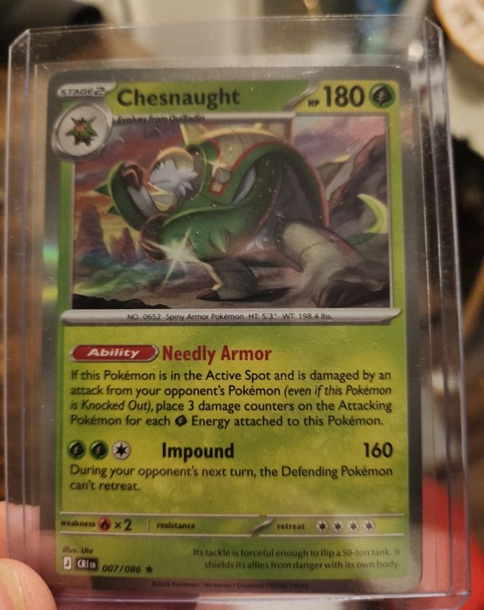2020 Pokemon TCG Chaos Rising #007 Chesnaught — front