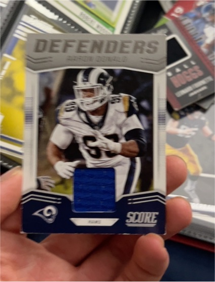 2019 Panini Score #D-12 Aaron Donald Defenders Memorabilia — front