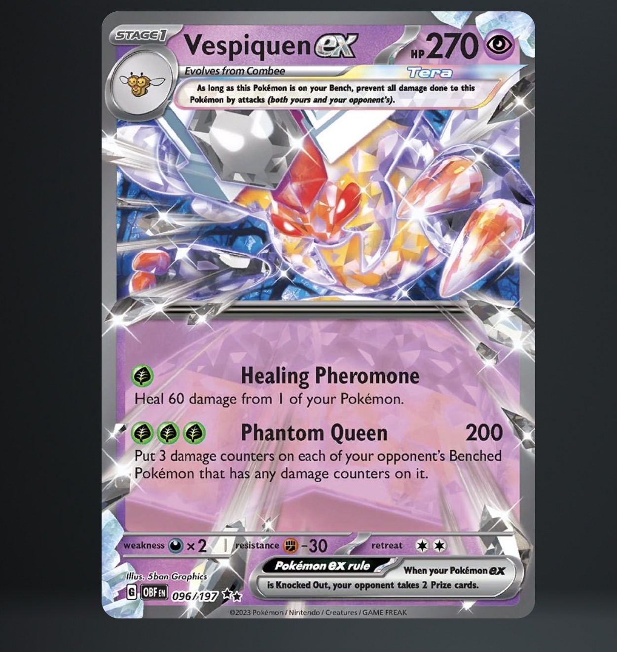 2023 Pokémon SV03: Obsidian Flames #096/197 Vespiquen ex — front