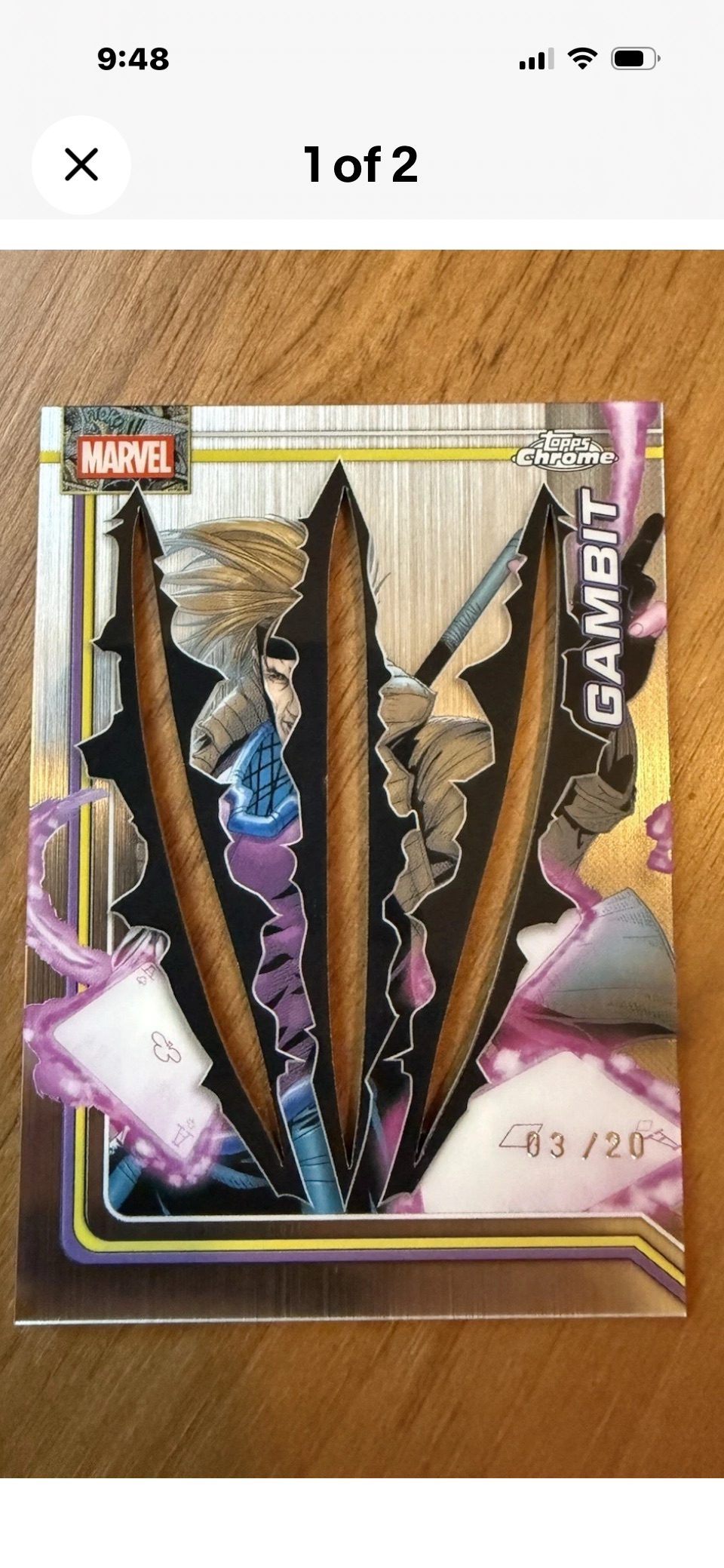 2026 Topps Chrome Marvel #039 Gambit Clawed Black Parallel — front