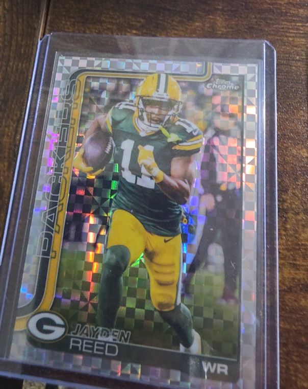 2025 Topps Chrome #107 Jayden Reed X-Fractor — front
