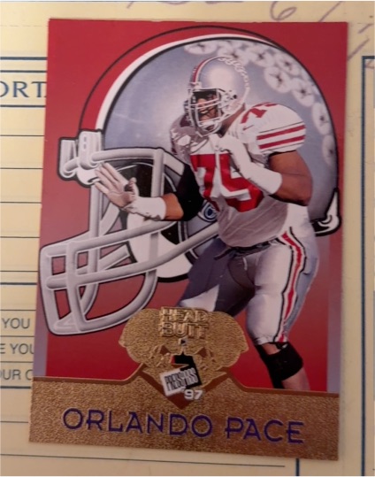 1997 Press Pass Head Butt Die-Cut #HB2 Orlando Pace Rookie — front