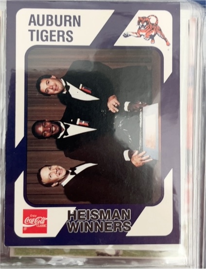 1989 Collegiate Collection Coca-Cola #C-16 Auburn Tigers Heisman Winners Bo Jackson Pat Sullivan Pat Dye — front