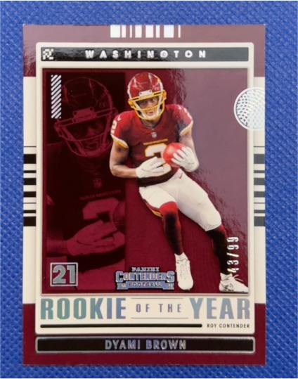 2021 Panini Contenders #ROY-DBRO Dyami Brown Rookie of the Year Contender — front
