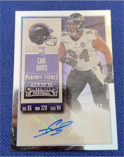 2015 Panini Contenders #133 Carl Davis Rookie Ticket Autograph — front