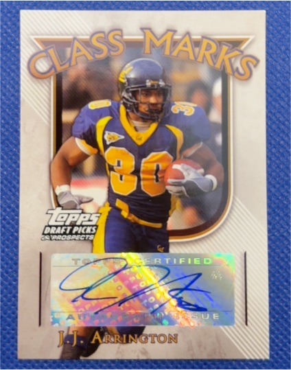 2005 Topps Draft Picks & Prospects #CM-JJA J.J. Arrington Class Marks Auto — front