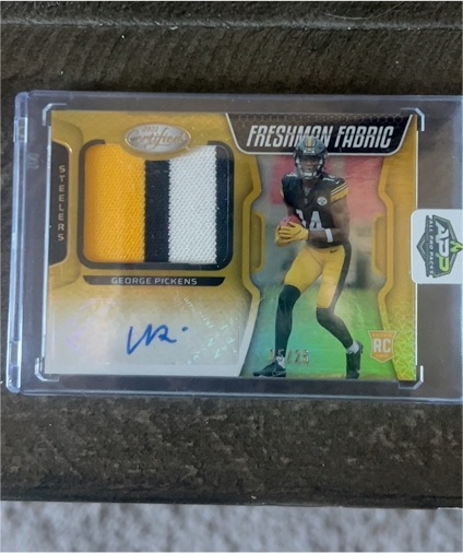 2022 Panini Certified #218 George Pickens Freshman Fabric Rookie Patch Autograph — front