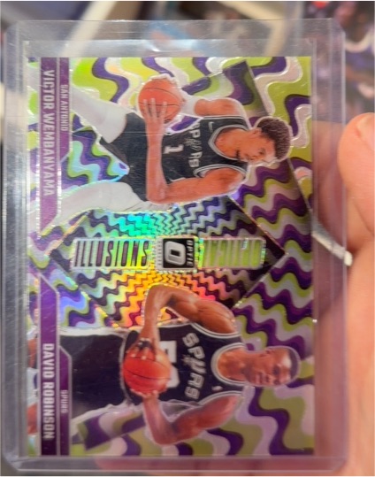 2024 Panini Donruss Optic Optical Illusions #5 Victor Wembanyama / David Robinson — front