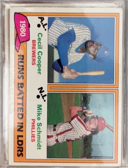 1981 Topps #3 1980 Runs Batted In Leaders Cecil Cooper / Mike Schmidt — front
