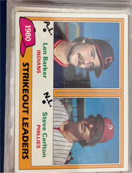 1981 Topps #6 1980 Strikeout Leaders - Len Barker / Steve Carlton — front