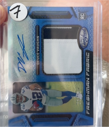 2023 Panini Certified Freshman Fabric Signatures #FFMS-13 Deuce Vaughn — front