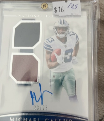 2018 Panini National Treasures #192 Michael Gallup Rookie Patch Auto — front