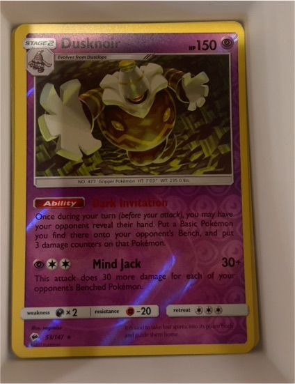 2017 Pokémon SM Burning Shadows #53 Dusknoir — front
