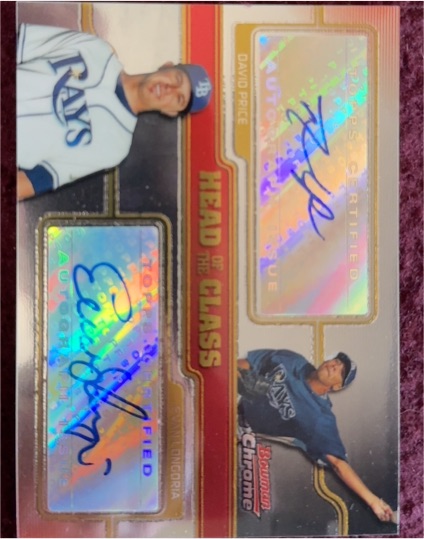 2008 Bowman Chrome Head of the Class Dual Auto Evan Longoria David Price — front