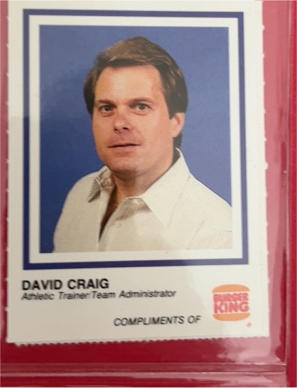 1980 Burger King David Craig Athletic Trainer Team Administrator — front