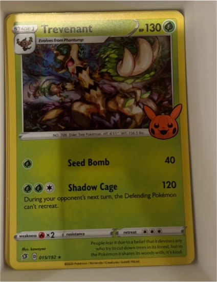 2020 Pokemon Rebel Clash #015 Trevenant Trick or Trade — front