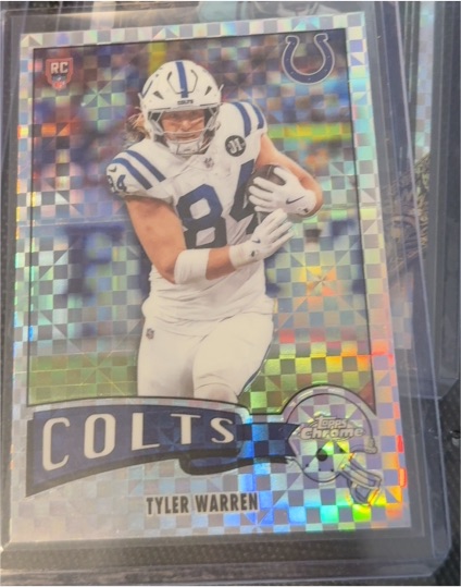 2025 Topps Chrome 1975-15 Tyler Warren Rookie X-Fractor — front