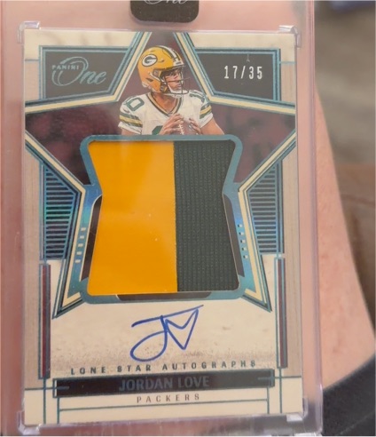 2023 Panini One #17/35 Jordan Love Lone Star Autographs Patch Auto — front