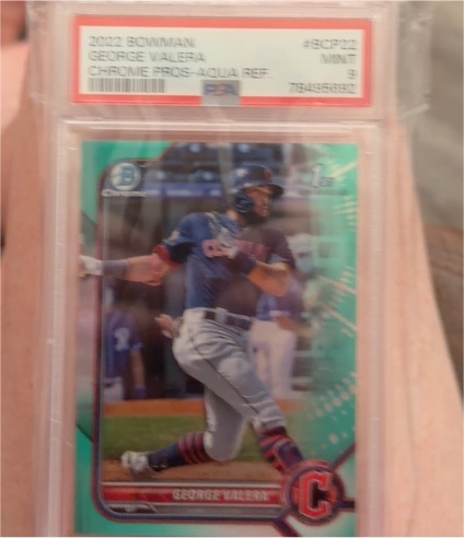 2022 Bowman Chrome Prospects #BCP-22 George Valera Aqua Refractor — front