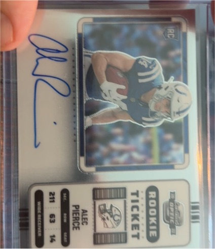 2022 Panini Contenders Optic #103 Alec Pierce Rookie Ticket On Card Auto — front