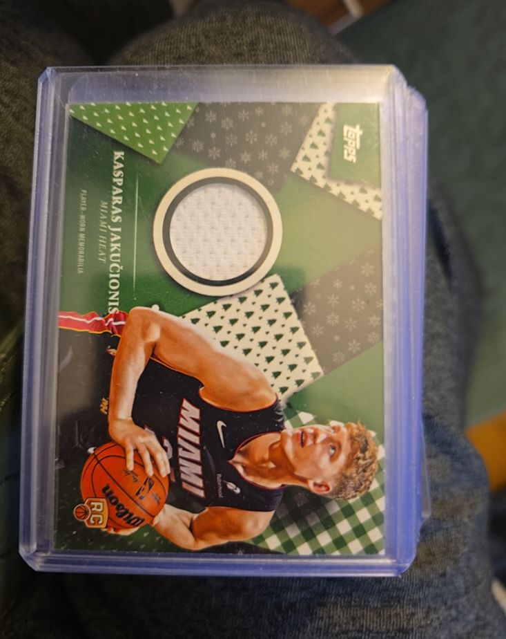 2025-26 Topps Holiday #HR-16 Kasparas Jakučionis Holiday Relics Rookie Patch — front