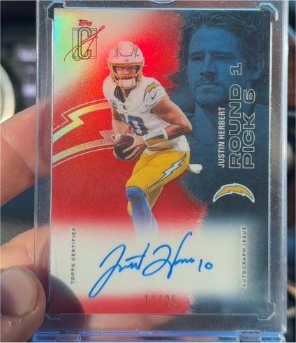2025 Topps Signature Class #Round 1 Pick 6 Justin Herbert — front