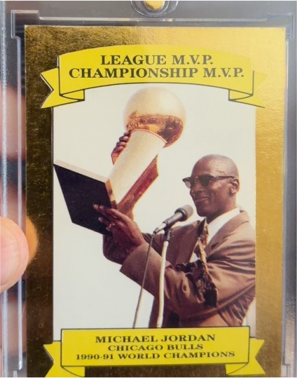1991 Aamer Sports #NNO Michael Jordan League MVP Gold Foil Border — front