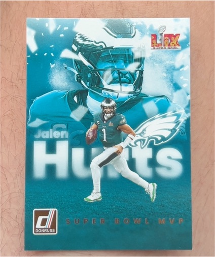 2025 Panini Donruss #1 Jalen Hurts Super Bowl MVP Insert — front