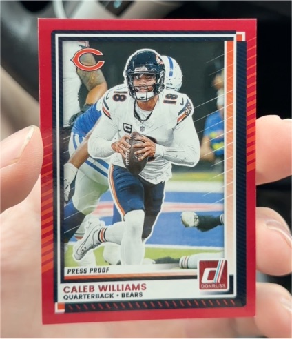 2025 Panini Donruss #7 Caleb Williams Press Proof Red Chicago Bears — front