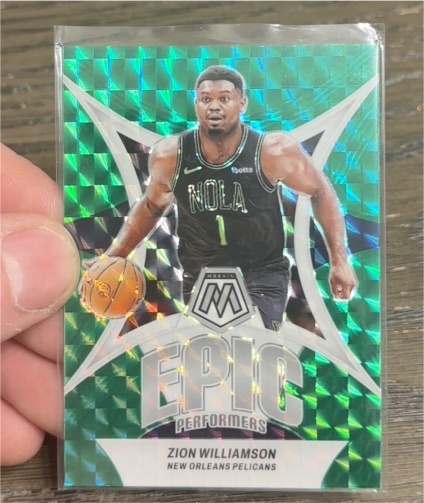 2023-24 Panini Mosaic #10 Zion Williamson Epic Performers Green Prizm — front