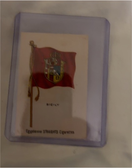 1910 Egytienne Straights Cigarettes Sicily Flag Tobacco Card — front