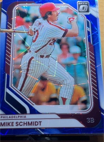 2026 Donruss Optic #80 Mike Schmidt Blue Velocity — front