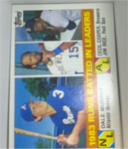 1984 Topps #133 1983 Runs Batted In Leaders Dale Murphy, Cecil Cooper, Jim Rice — front