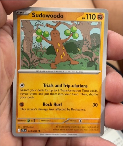 2026 Pokémon TCG Crown Zenith #043 Sudowoodo — front