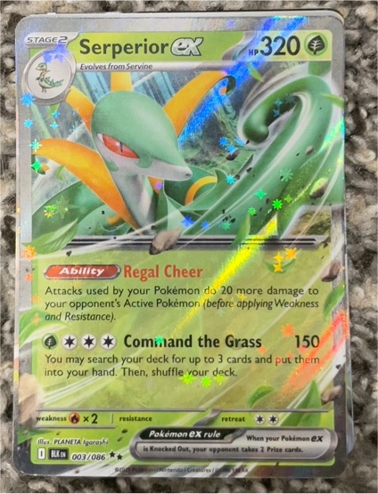 Serperior ex 003/086 Black Bolt Pokemon — front