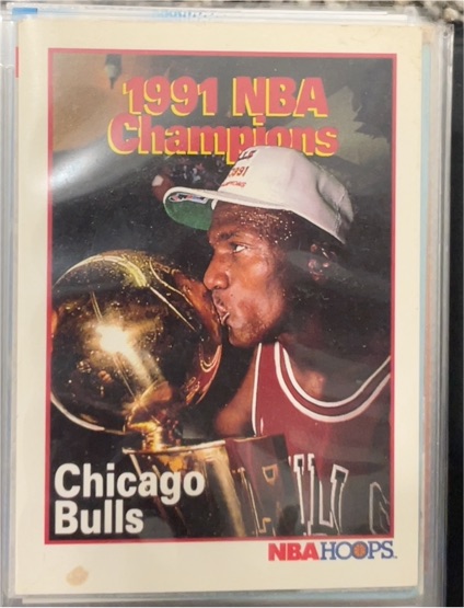 1991 NBA Hoops #543 Michael Jordan Chicago Bulls NBA Champions — front