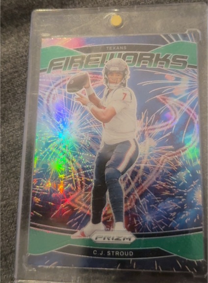 2024 Panini Prizm #3 C.J. Stroud Fireworks Green Prizm — front