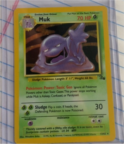 1999 Pokémon Fossil #13 Muk — front