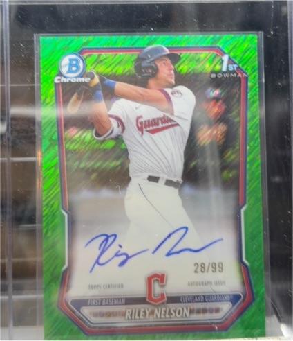 2026 Bowman Chrome #CPA-RN Riley Nelson Green Lava Refractor Auto /99 — front