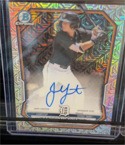 2026 Bowman Chrome Mojo Refractor Auto #BMA-JY Jordan Yost — front