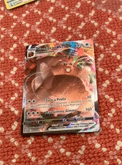 2021 The Pokémon Company Fusion Strike #218 Greedent VMAX — front