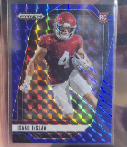 2025 Panini Prizm Draft Picks #129 Isaac TeSlaa Blue Prizm Rookie RC — front