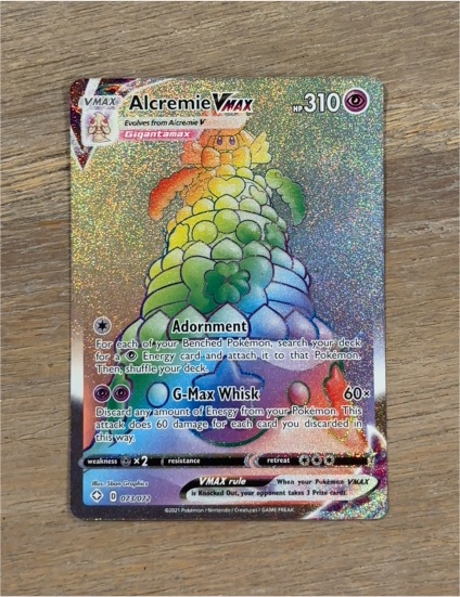 2021 Pokémon TCG Shining Fates #073 Alcremie VMAX Secret Rare Rainbow — front