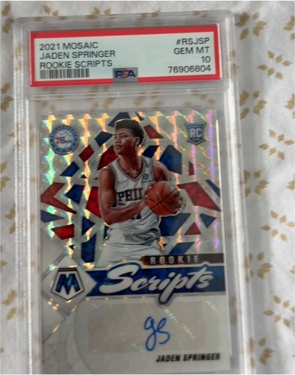 2021 Panini Mosaic Rookie Scripts #RS-JSP Jaden Springer — front