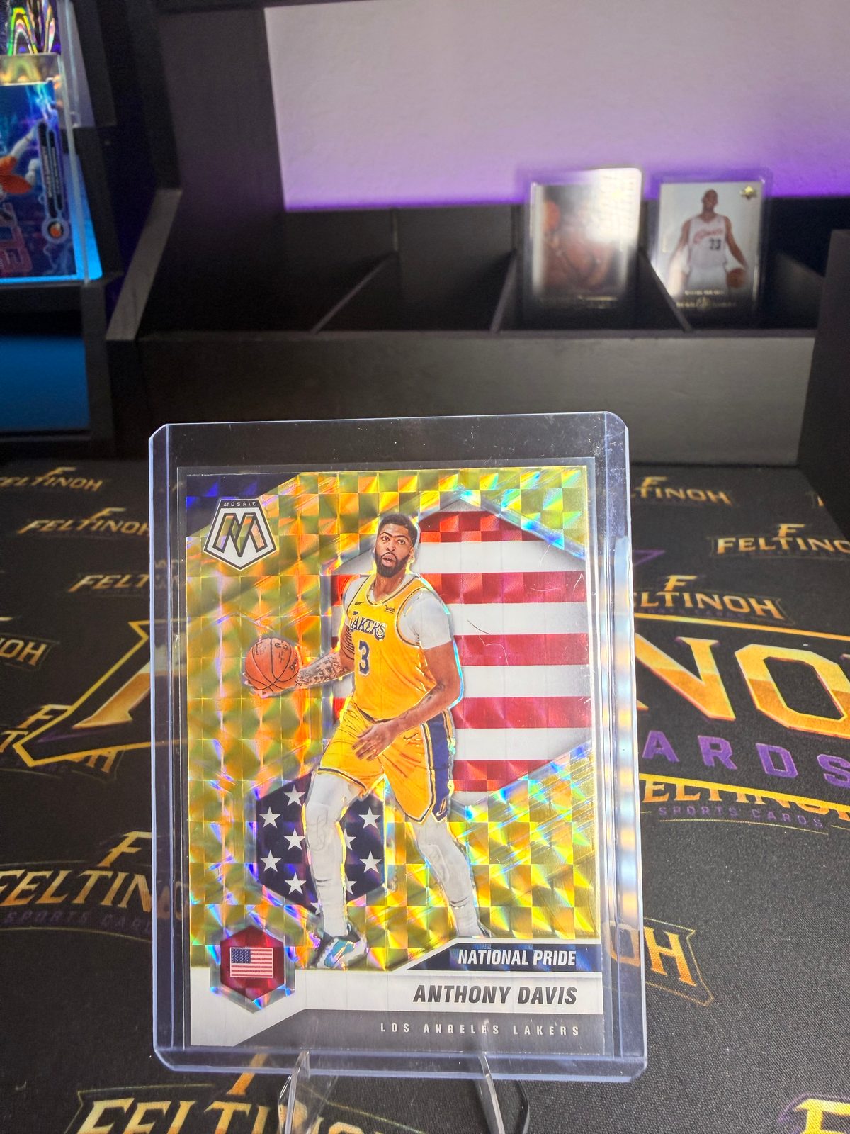 2020-21 Panini Mosaic #250 Anthony Davis National Pride Yellow Reactive Prizm — front