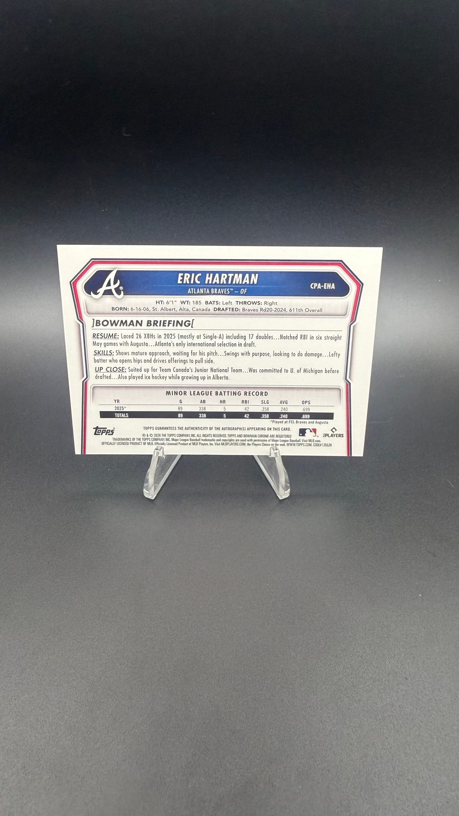 2026 Bowman #BP-102 Eric Hartman — front